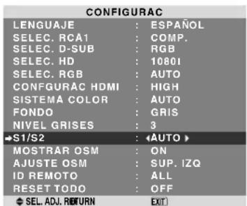 NEC PlasmaSync 60XR5 - Ajuste del tamaño de la pantalla para la entrada de vídeo S1/S2 - 1