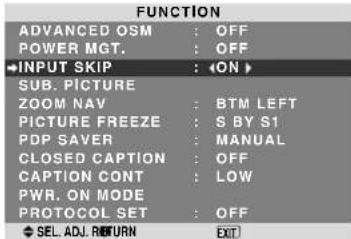 NEC PlasmaSync 60XR5 - Setting the Input Skip - 1