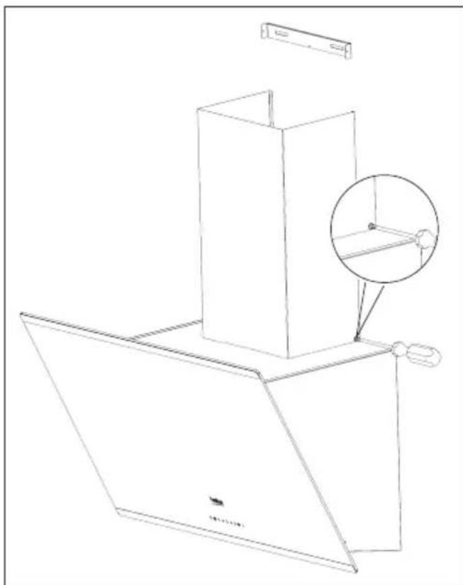 BEKO HCA63640Z - Installation du conduit de cheminée de la hotte - 1