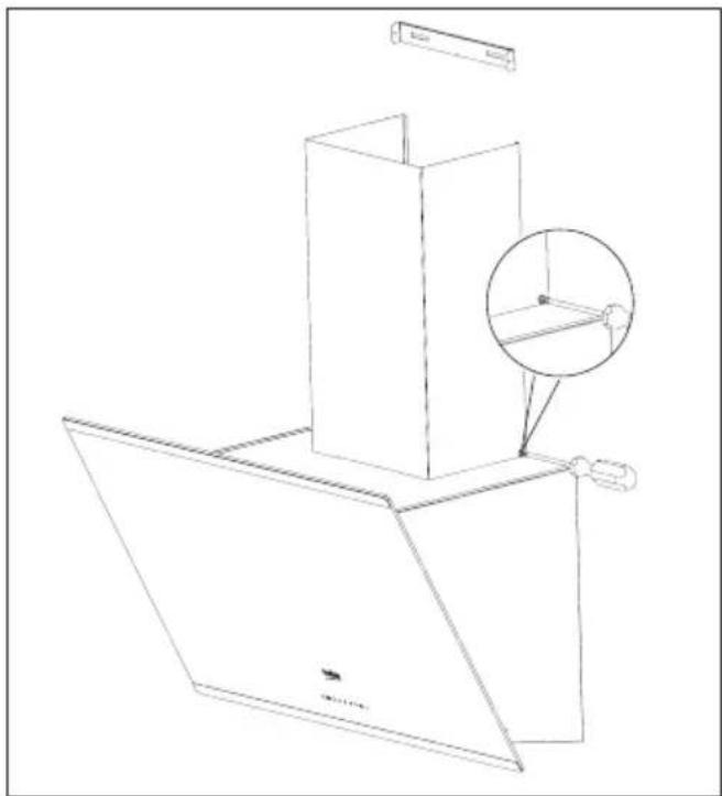 BEKO HCA63640Z - Installatie van rookkanaal van de afzuigkap - 1