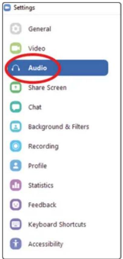 Settings General Video Audio Share Screen Chat Background & Filters Recording Profile Statistics Feedback Keyboard Shortcuts Accessibility
