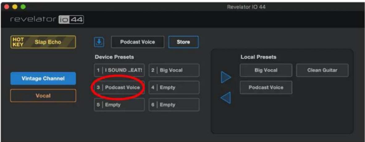 PRESONUS Revelator io44 - Pour importer un nouveau preset dans une des 6 mémoires réservées à l'utilisateur : - 3