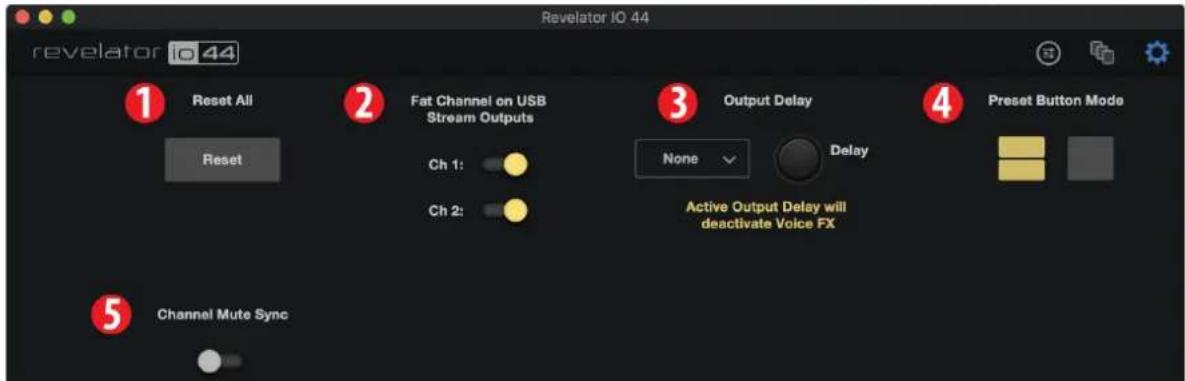 PRESONUS Revelator io44 - Menu Réglages - 2