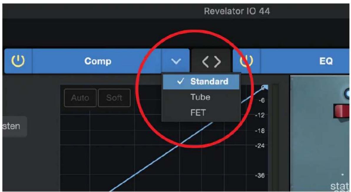Revelator IO 44 Comp Standard Tube FET Auto Soft EQ -6 -12 -18 -24 -30 -36 stat