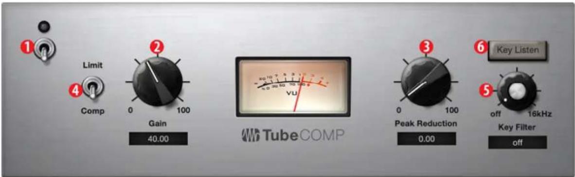 Limit Comp Gain 40.00 WB TubeCOMP Peak Reduction 0.00 Key Listen off 16kHz off 2 3 4 5
