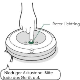 Roter Lichtring Niedriger Akkustand. Bitte lade das Gerät auf.