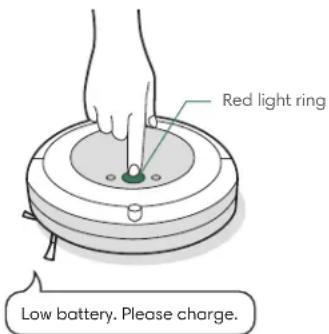 Red light ring Low battery. Please charge.