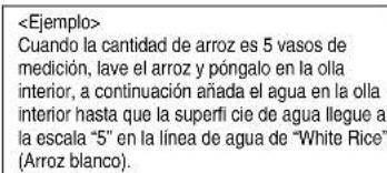 PANASONIC SRZE105 - Ponga el arroz lavado y los ingredientes en la olla interior. - 1