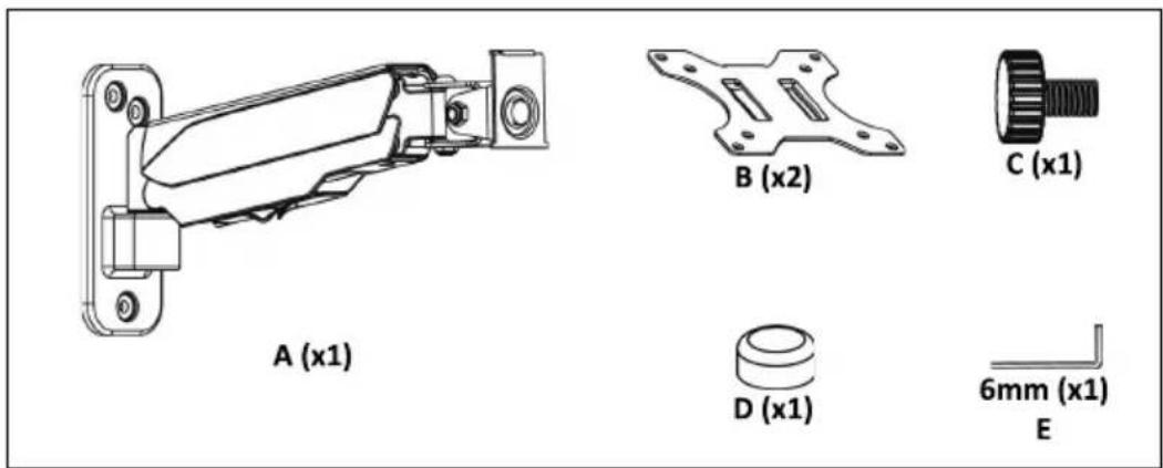 Digitus DA90396 - Universal Single Monitor Mount with Gas Spring, Wall Mount - 3