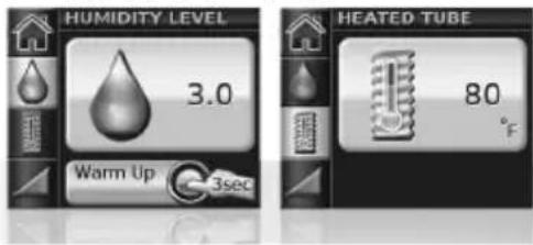 HUMIDITY LEVEL 3.0 Warm Up 3sec HEATED TUBE 80 °F