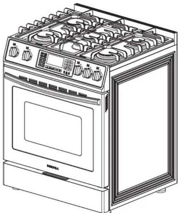 INSIGNIA NSRGFCGS2 - Cuisinière à gaz à convection de 136 cm ^3 (4,8 pi ^3 ) avec autonettoyage et friture à convection - 1