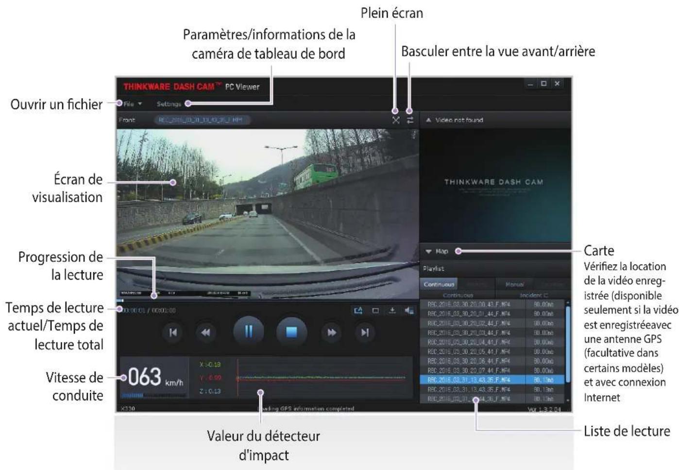 Thinkware X350 - 5-1-3. Aperçu de la visionneuse PC - 1