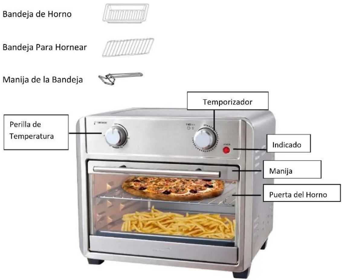 Bandeja de Horno Bandeja Para Hornear Manija de la Bandeja Perilla de Temperatura Temporizador Indicado Manija Puerta del Horno