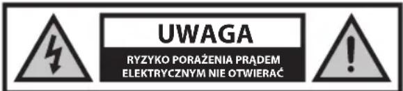UWAGA RYZYKO PORAŻENIA PRĄDEM ELEKTRYCZNYM NIC OTWIERAĆ