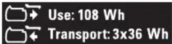 Use: 108 Wh Transport: 3x36 Wh