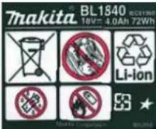 makita® BL1840 18V= 4.0Ah 72Wh Li-ion ★