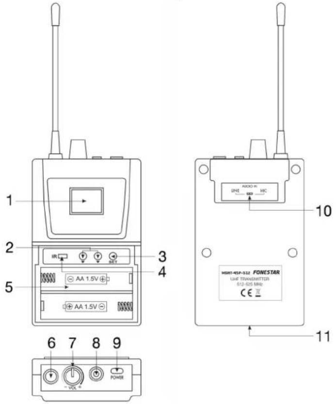 1 2 3 4 5 6 7 8 9 - VCL + POWER AUDIO LINE MIC MERT-4GP-512 FONESTAR UHF TRANSMITTER 512-825 MHz CE 10 11