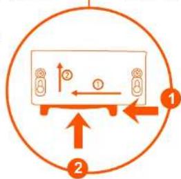 Diagram showing a device with directional arrows and labeled parts, likely illustrating a motion or system concept.