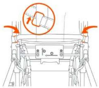 Technical diagram showing a mechanical assembly with a highlighted belt mechanism and directional arrows indicating motion or force.