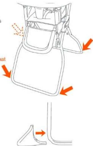 Diagram illustrating the foot and seat positioning with arrows indicating movement or movement of a specific object.