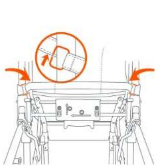Technical diagram showing a mechanical assembly with an orange circle indicating a circular component and directional arrows, likely illustrating a motion or assembly process.