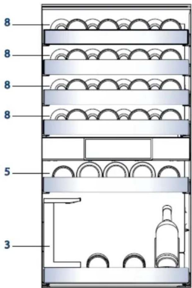 HAIER CSW9619ENGBW - Razporeditev navadnih steklenic vina v prostoru za shranjevanje vina - 2