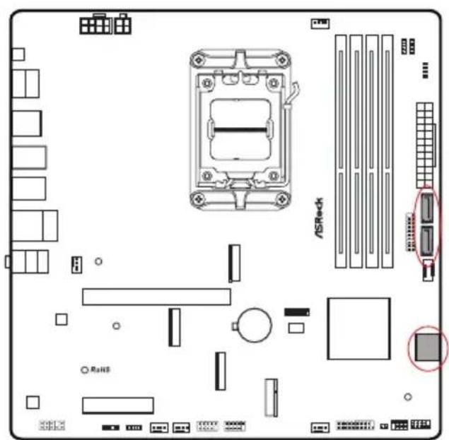 ASROCK B850M Pro RS - Embases et connecteurs de la carte mère - 6