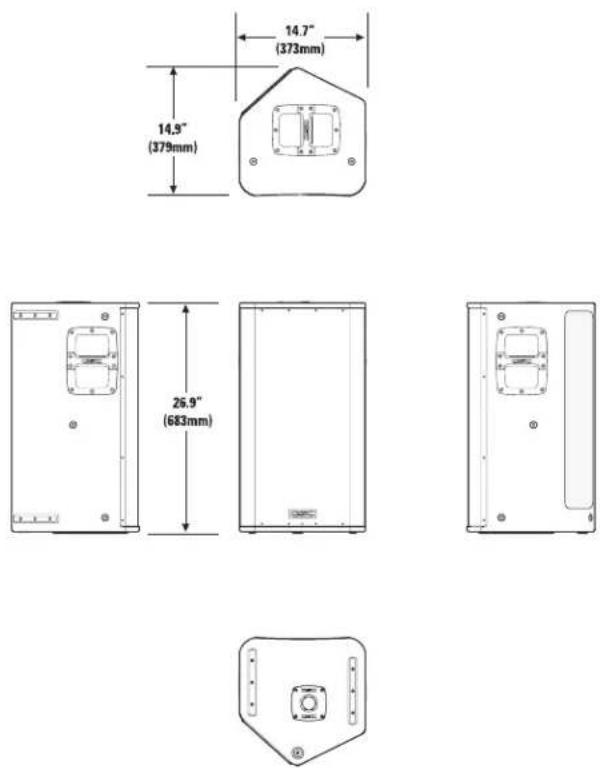 QSC HPR151i - Dimensions, HPR122i - 1