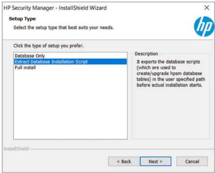 HP Security Manager - Mise à niveau de la base de données distante HP Security Manager et l'application Web sans droits d'accès à la base de données à l'aide de scripts SQL - 2