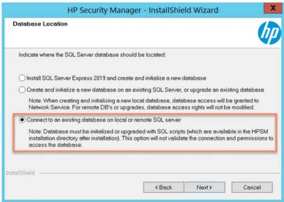 HP Security Manager - Mise à niveau de la base de données distante HP Security Manager et l'application Web sans droits d'accès à la base de données à l'aide de scripts SQL - 10