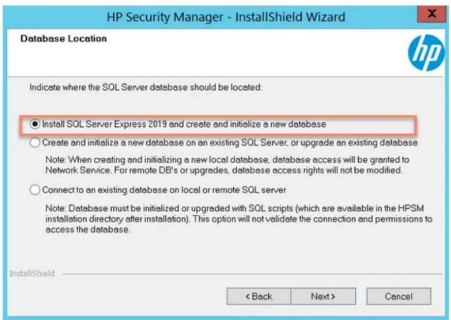 HP Security Manager - Installation ou utilisation de SQL local et creation d'une base de données - 5