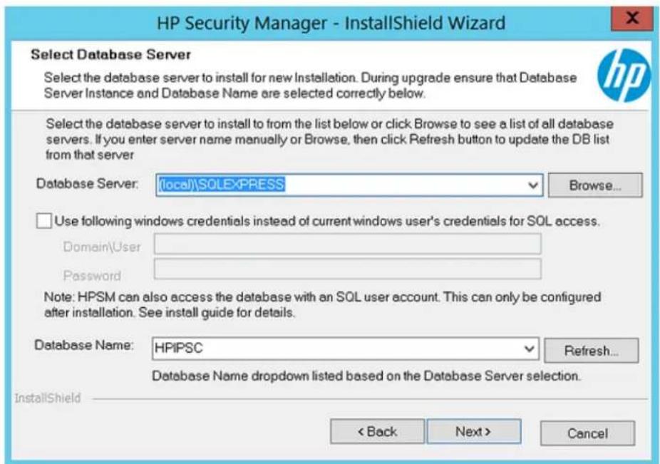 HP Security Manager - Creation d'une nouvelle base de données sur un serveur SQL existant (local ou distant) - 8
