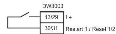 IFM DW3003 - Commande des entrées Restart (redémarrage) et Reset (réinitialisation) - 1