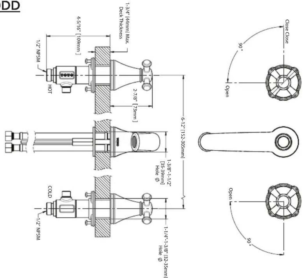TOTO Silas TL210DD12 - ROUGH-IN DIMENSIONS / DIMENSIONES PRELIMINARES / DIMENSIONS BRUTES - 1