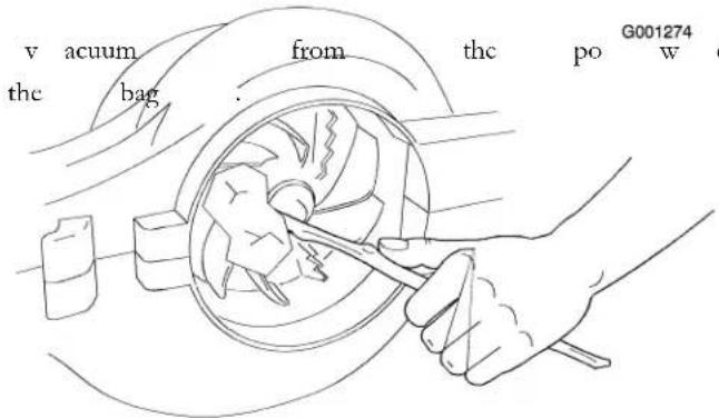 v acuum the bag from the po G001274 w o