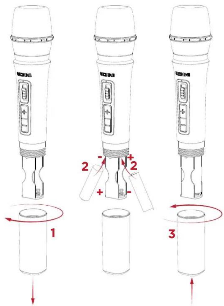 ION Total PA Apex - Installation des piles dans le micro sans fil - 1