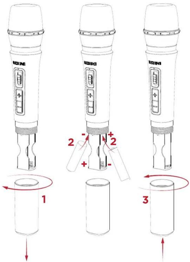 ION Total PA Apex - Installera batterier i den trådlösa mikrofonen - 1
