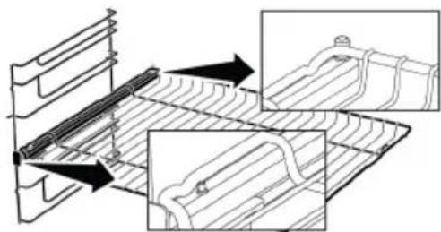 BEKO FBE63131XCS - Mise en place appropriée de la grille métallique et du plateau sur les rails télescopiquesModèles à étagères grillagées et rails télescopiques - 1