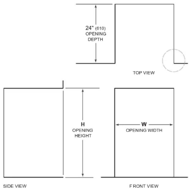 Sub-Zero DEU2450RL - Opening Dimensions - 1