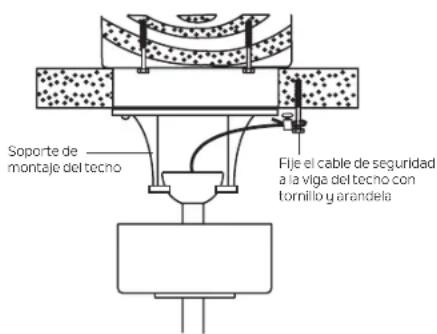 Soporte de montaje del techo Fije el cable de seguridad a la viga del techo con tornillo y arandela