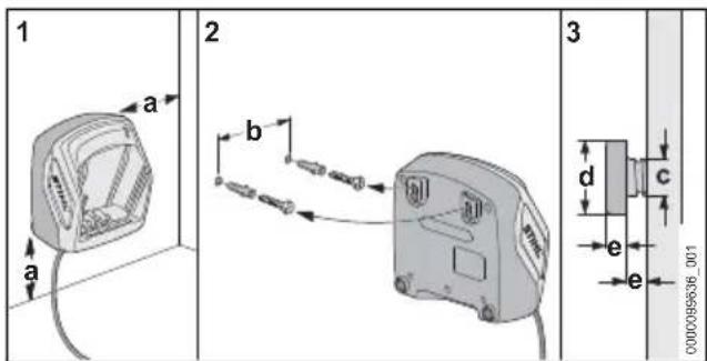 STIHL MSA 60.0 C - Fixation du chargeur au mur - 1