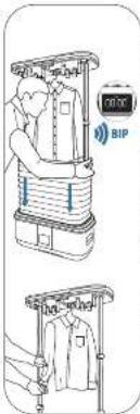 Diagram illustrating a person using a medical device with BIP (Biochemical Infection) and blood pressure monitor, showing two scenarios of clothing movement.