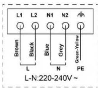 L1 L2 N1 N2 Brown Black Blue Grey Green-Yellow L N PE L-N:220-240V ~