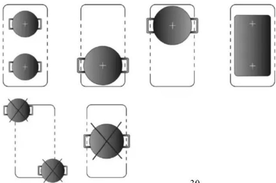 Diagram showing various electrical or mechanical components with plus and cross symbols, possibly indicating indicators or labels.