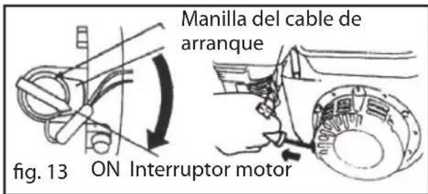 Manilla del cable de arranque fig. 13 ON Interruptor motor