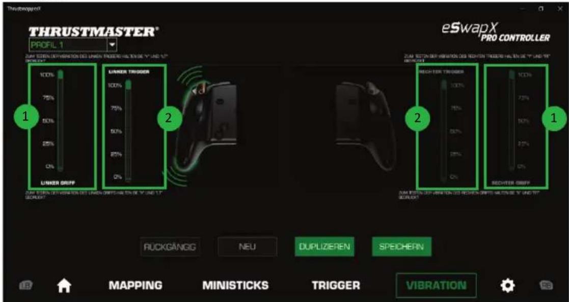 THRUSTMASTER eSwap S Pro Controller - So stellen Sie die maximale Intensität der Vibrationen für die Trigger ein: - 1