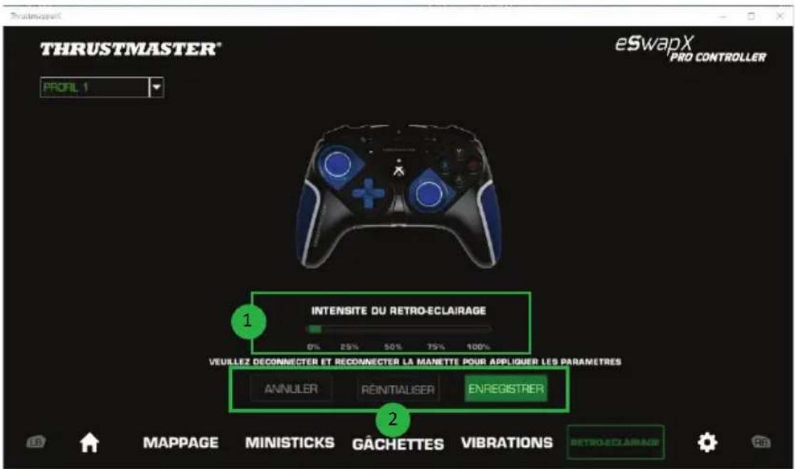 THRUSTMASTER eSwap S Pro Controller - Paramétrage du rétroéclairage - 1