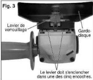 Fig. 3 Levier de verrouillage Gardo- disque Le levier doit s'enclencher dans une des cinq encoches.