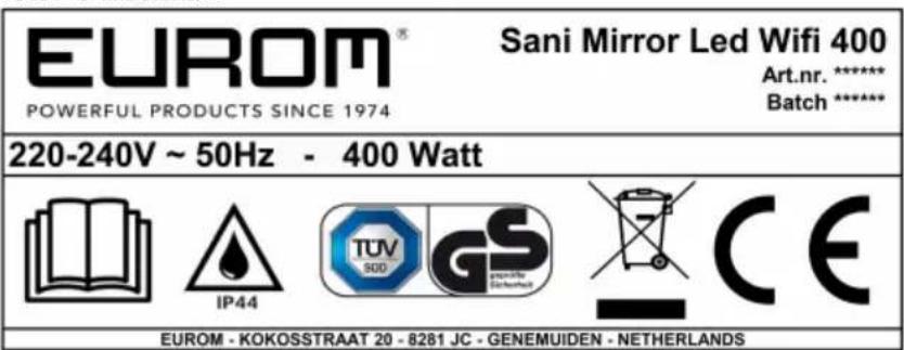Eurom Sani Mirror LED WiFi 600 - Identification - 1