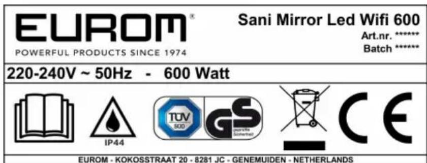 Eurom Sani Mirror LED WiFi 600 - Identificatie - 2